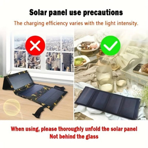 USB Solar Panel Kit Folding Power Bank Outdoor Camping Hiking Phone Charger