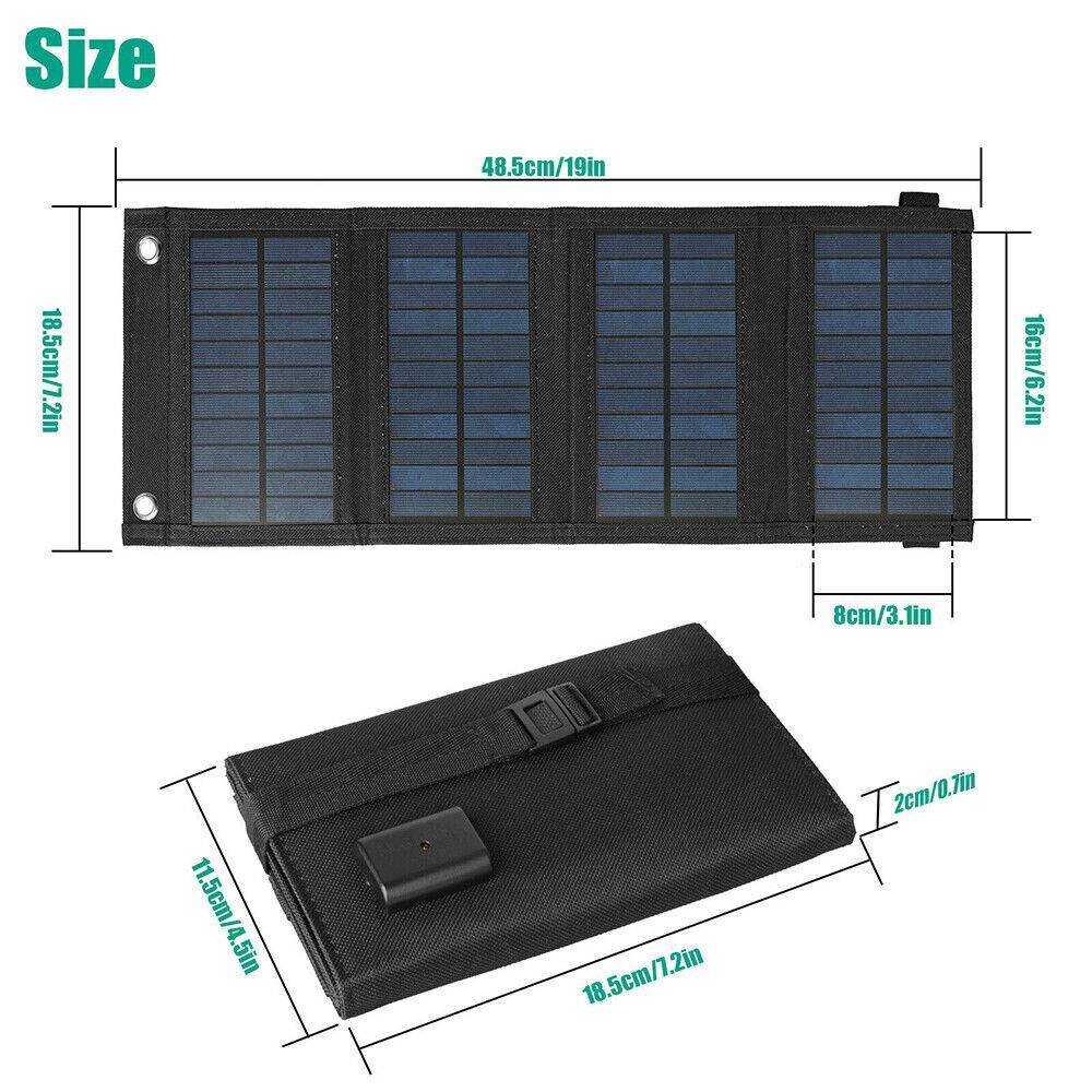 USB Solar Panel Kit Folding Power Bank Outdoor Camping Hiking Phone Charger