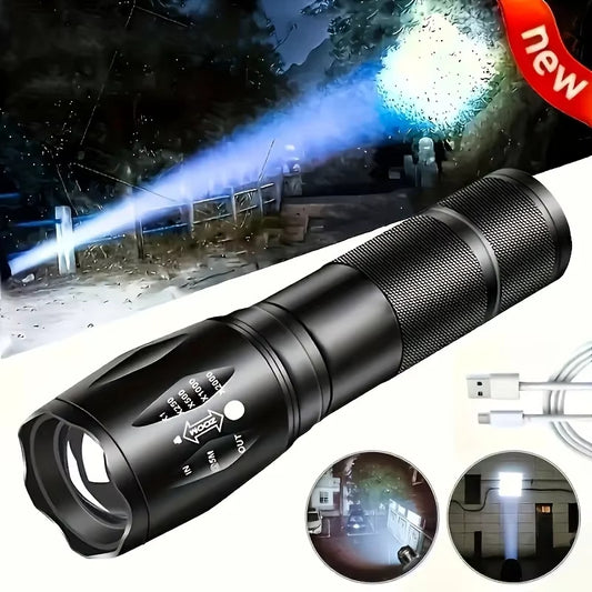 High Power LED Tactical Flashlight 5-Mode Light Zoom Waterproof Portable Torch Aluminum Alloy Bright Tactical Flashlight LED 5 Modes