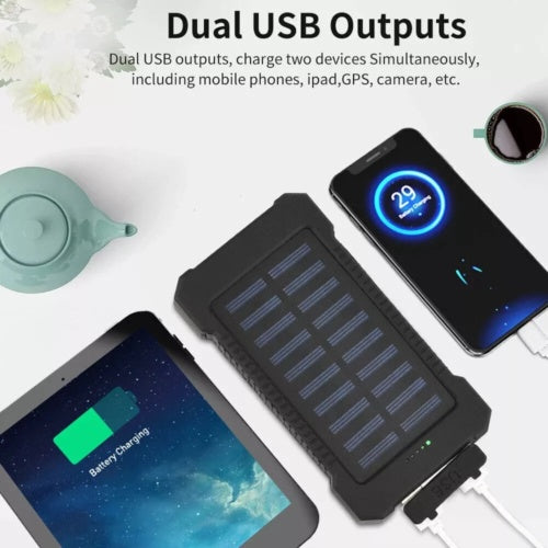 2USB Portable Super Charger Solar Power Bank With LED Flashlights 30000mAh