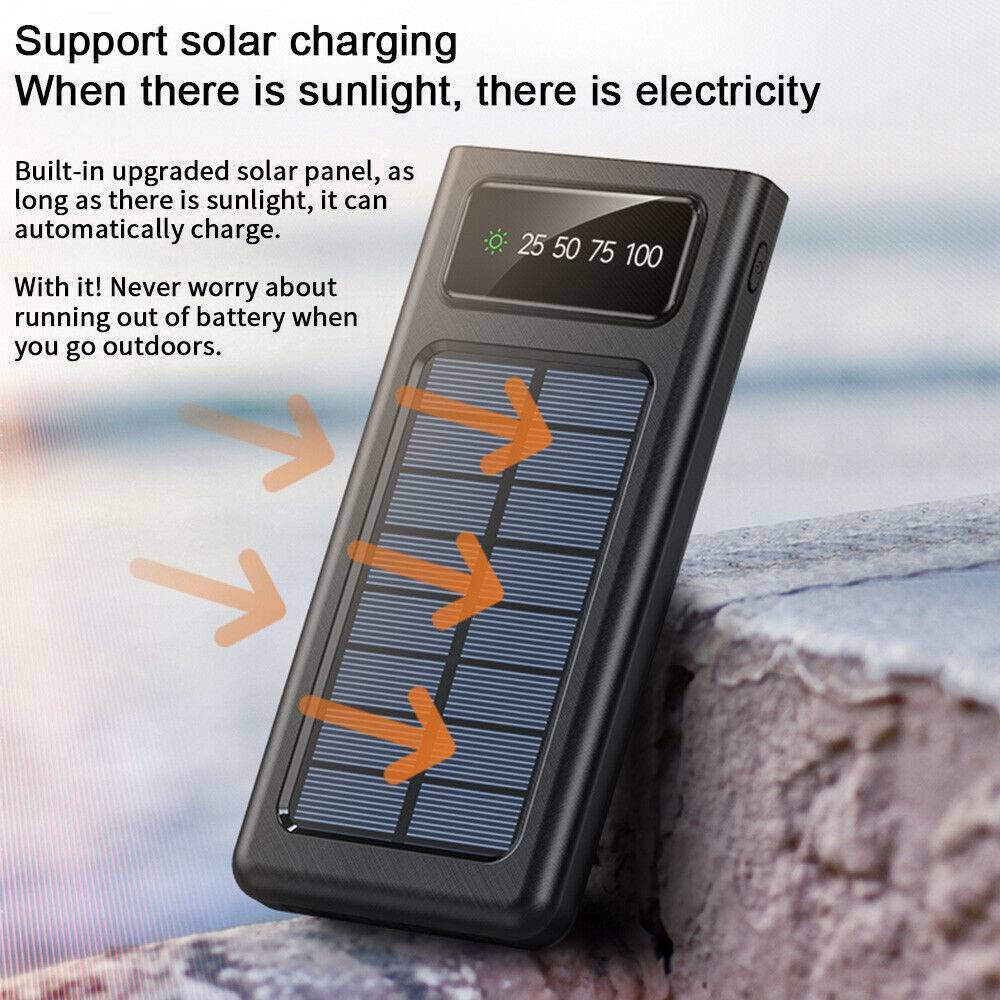 2024 Super 3000000mAh 4 USB Portable Charger Solar Power Bank For Cell Phone