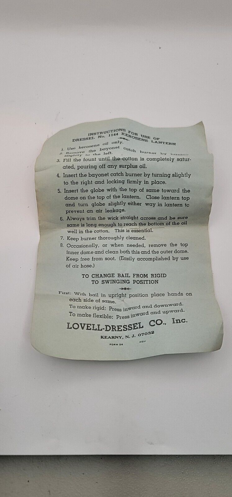 Dressel No. 1144 kerosene Lantern. Lovell-Dressel CO