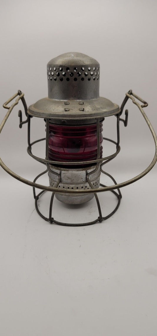 ADLAKE KERO WT CO WESTERN TRANSPORTATION RAILROAD LANTERN W/RED FRESNEL GLOBE