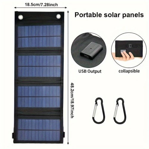 USB Solar Panel Kit Folding Power Bank Outdoor Camping Hiking Phone Charger