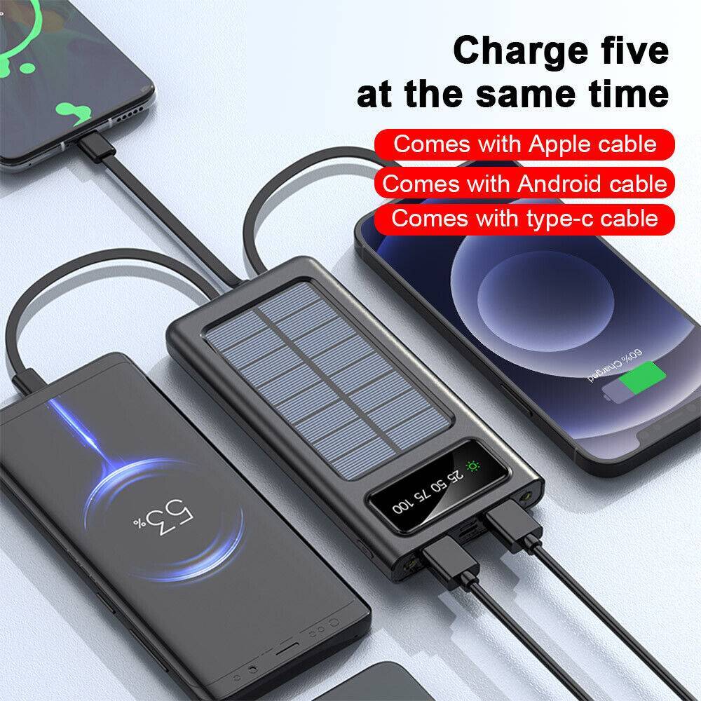 2024 Super 3000000mAh 4 USB Portable Charger Solar Power Bank For Cell Phone