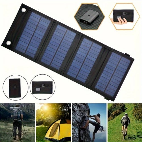 USB Solar Panel Kit Folding Power Bank Outdoor Camping Hiking Phone Charger