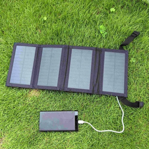 USB Solar Panel Kit Folding Power Bank Outdoor Camping Hiking Phone Charger