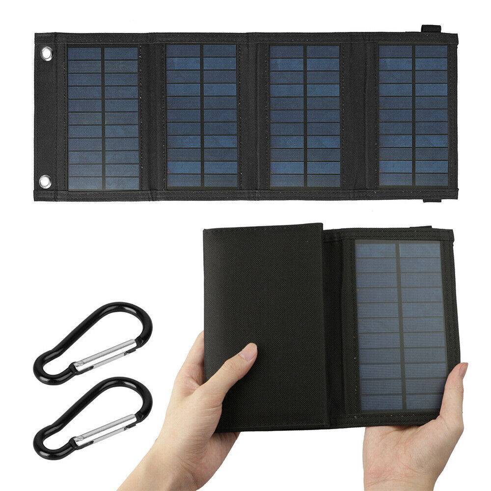 USB Solar Panel Kit Folding Power Bank Outdoor Camping Hiking Phone Charger